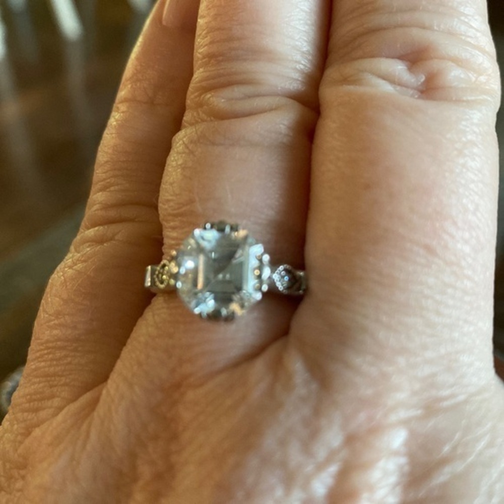 White gold white sapphire ring